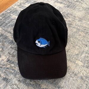 Stylish Black Cap with Blue Fish Design